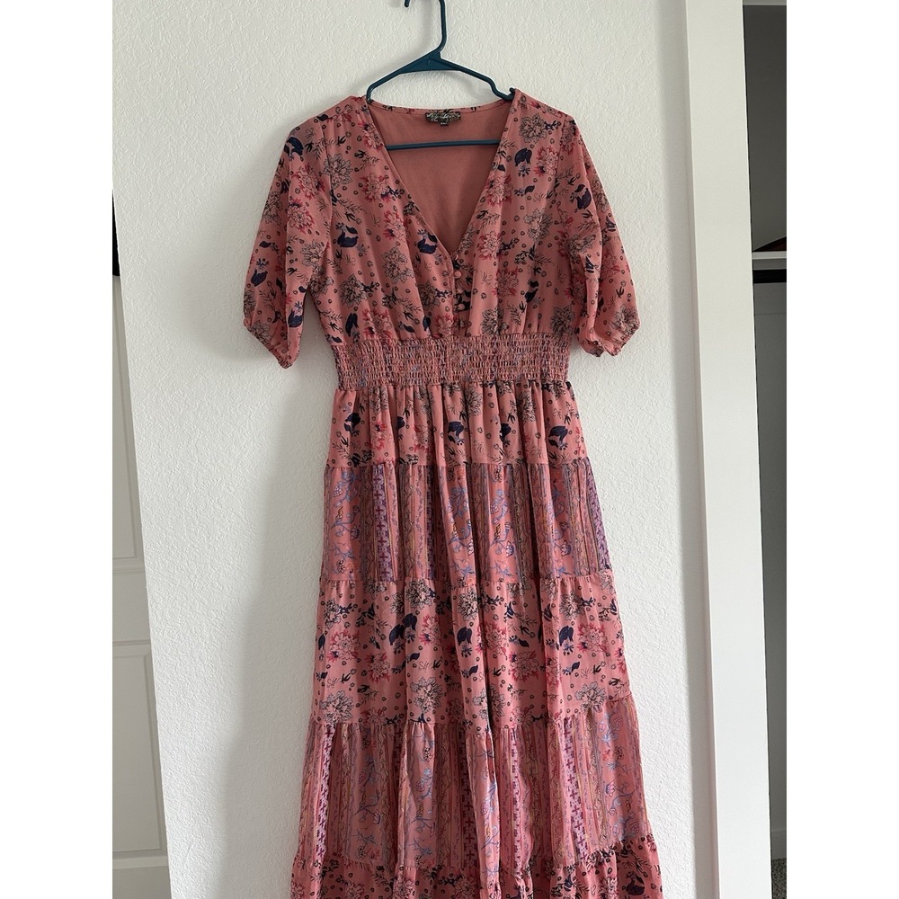 J Glee Women's Pink Prairie Maxi Dress Size PM